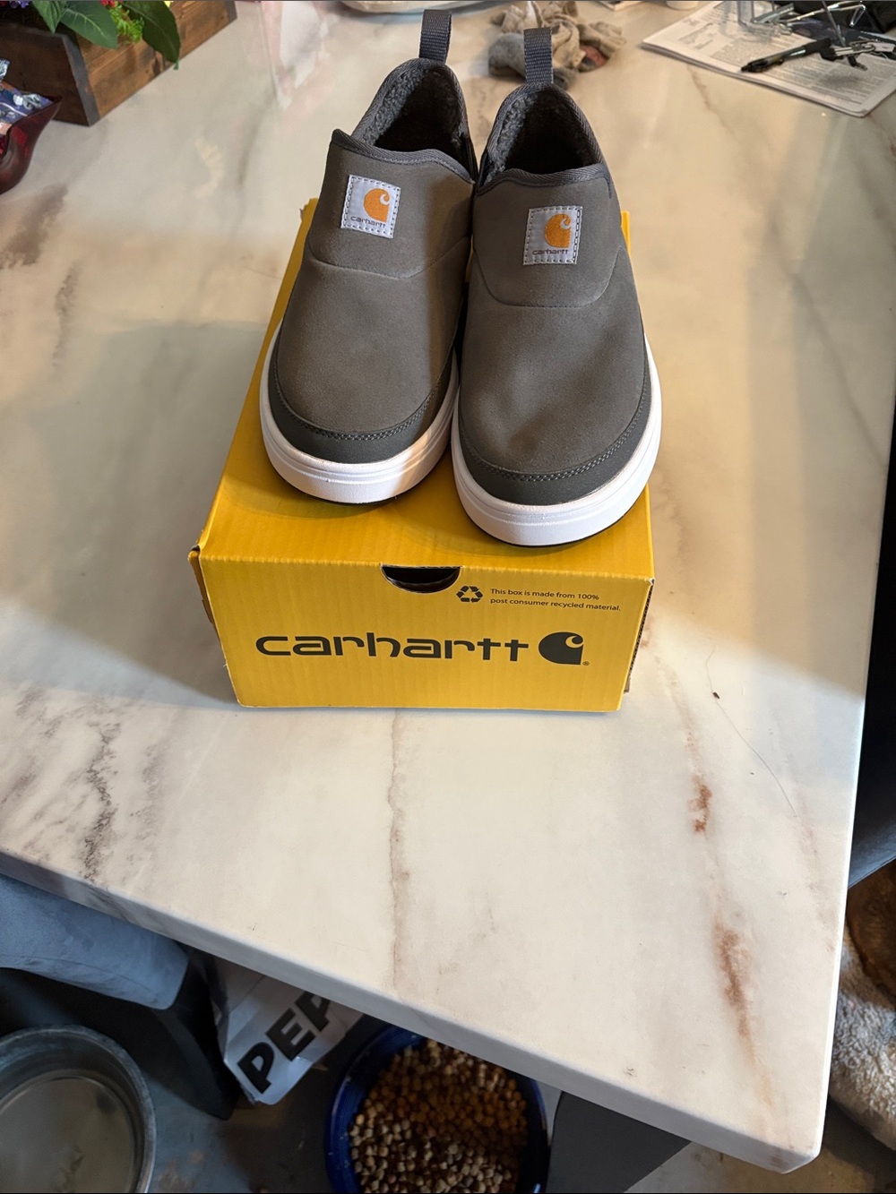 Carhartt Gray Slip-On Canvas Sneakers with White Sole